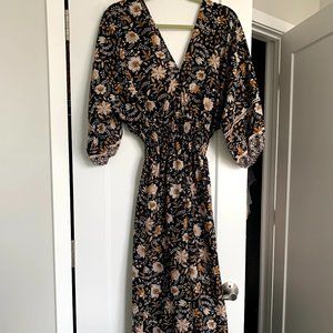 Carly Jean Los Angeles New Gold Floral Black Dress